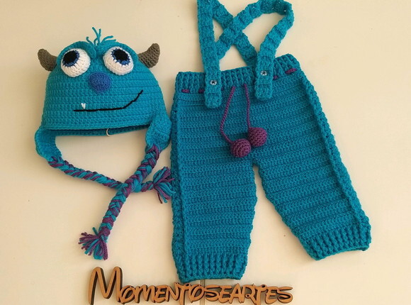 Conjunto para Bebê 2 Peças em Crochê Sulivan Monstros Sa