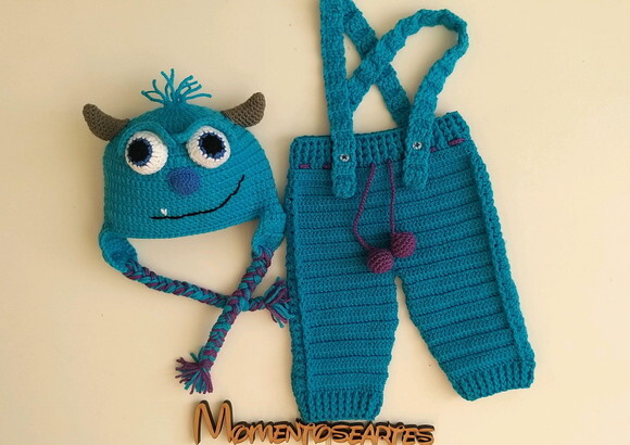 Conjunto para Bebê 2 Peças em Crochê Sulivan Monstros Sa