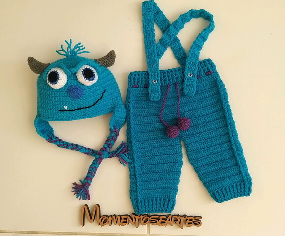 Conjunto para Bebê 2 Peças em Crochê Sulivan Monstros Sa