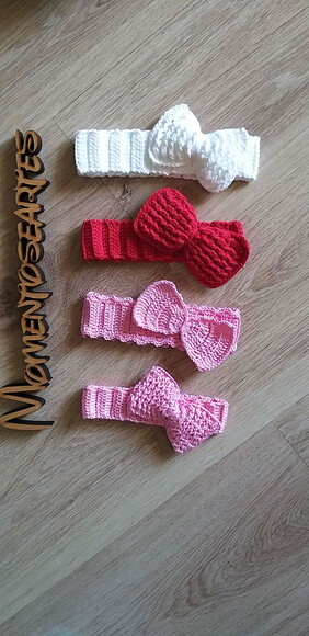 Faixa tiara de croche para bebês laços