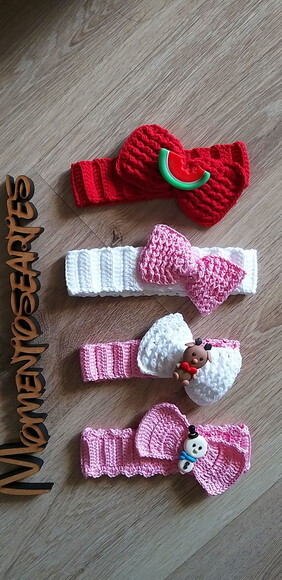 Faixa tiara de croche para bebês laços