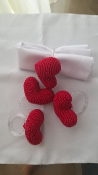 Kit 6 Porta Guardanapos Coração Amigurumi