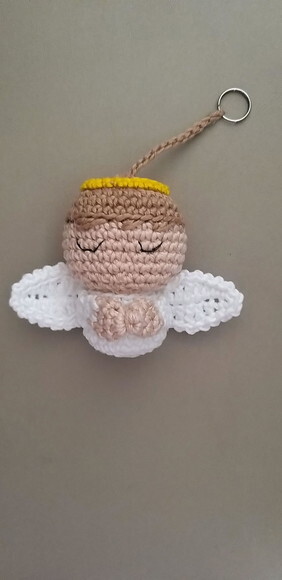 Lembrancinha Anjinho Amigurumi no Saquinho de Organza