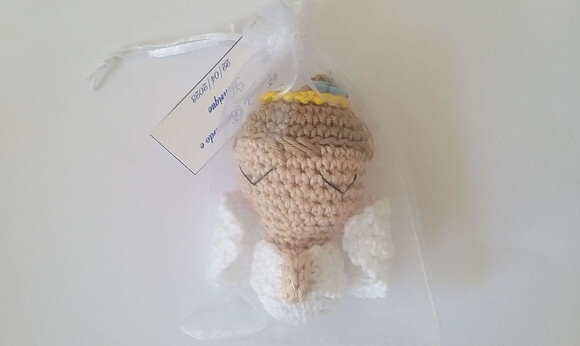Lembrancinha Anjinho Amigurumi no Saquinho de Organza