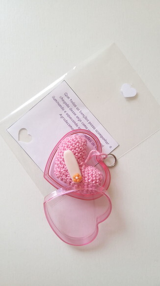 Lembrancinha Chaveirinho Coração Amigurumi na Caixinha