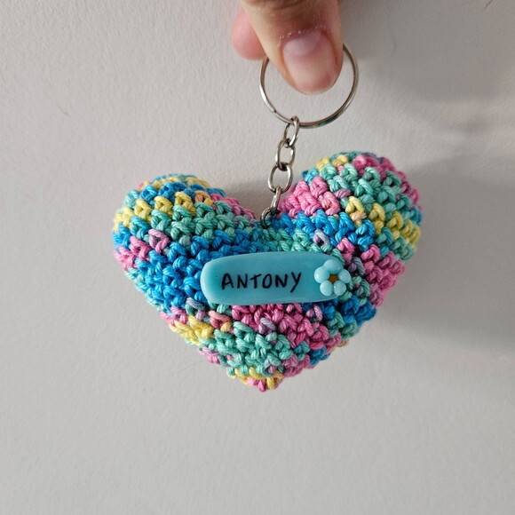 Lembrancinha Coração Amigurumi Personalizado Chaveirinho