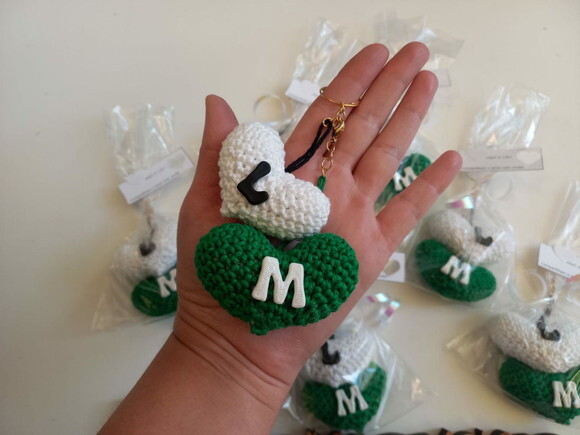 Lembrancinha de Casamento Duplo Coração Amigurumi