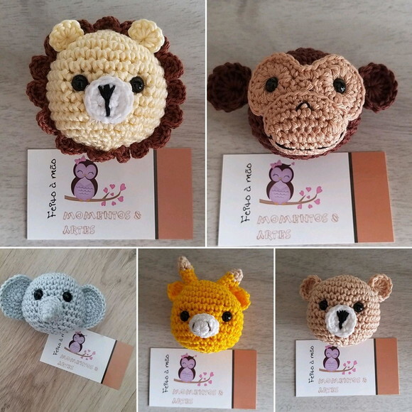 Lembrancinha Safari Amigurumi Chaveiro C/saquinho de Organza