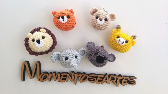 Lembrancinha Safari Amigurumi Chaveiro C/saquinho de Organza