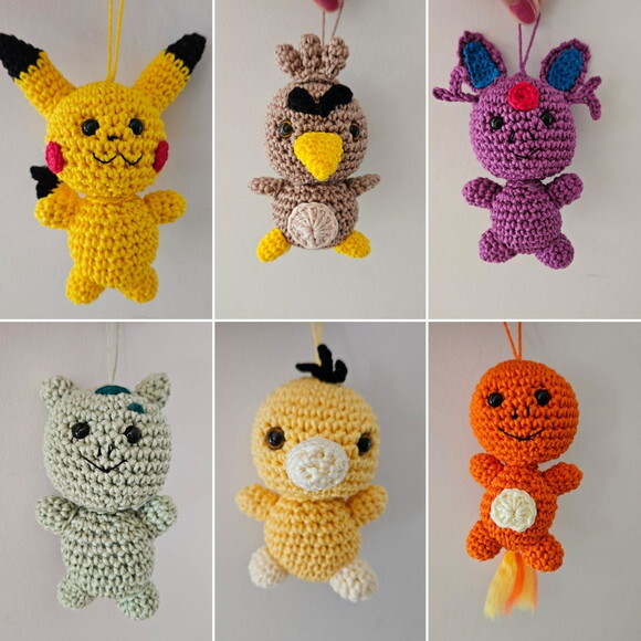 Lembrancinhas Pokemon Amigurumi Chaveiro