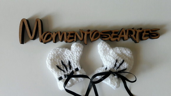 Luvas de Crochê dedinhos para bebês Mickey