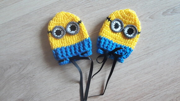 Luvas de Crochê para bebês Minions