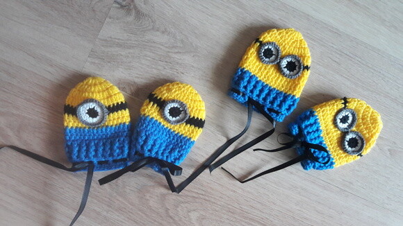 Luvas de Crochê para bebês Minions