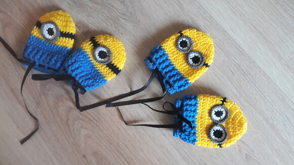 Luvas de Crochê para bebês Minions