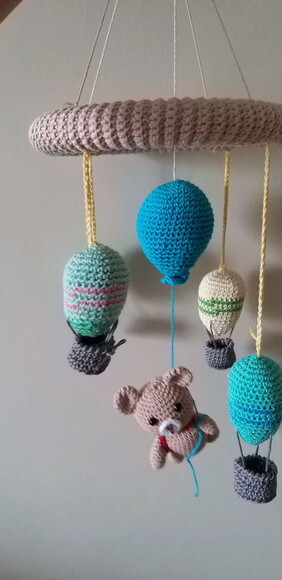 Móbile para berço ursinho baloeiro de crochê
