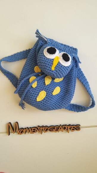 Mochila de Passeio de Crochê Infantil Corujinha