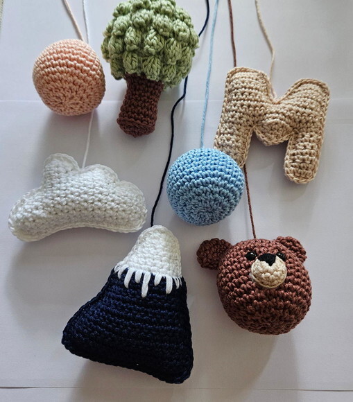 Pecas em Amigurumi para Móbile
