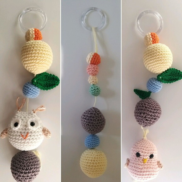 Pingente para berço de crochê tema jardim