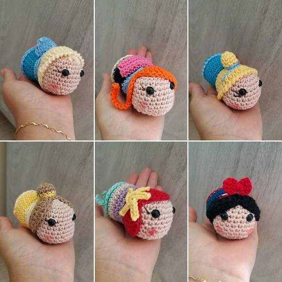 Princesas amigurumi tsum tsum lembrancinhas UNITÁRIO