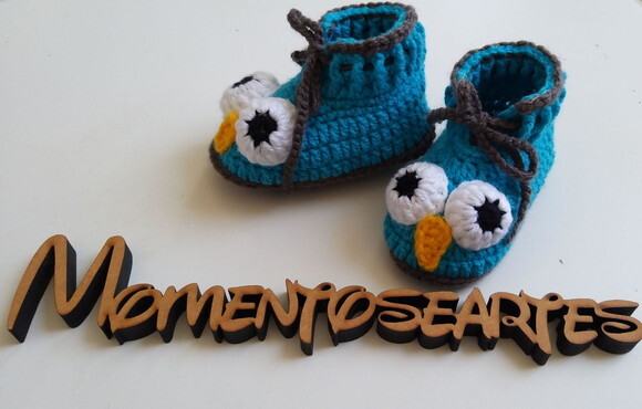 Sapatinho de Crochê para bebês botinha corujinha