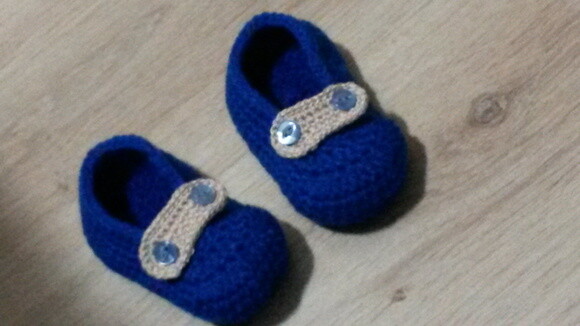 Sapatinho de Crochê para bebês mocassim azul royal