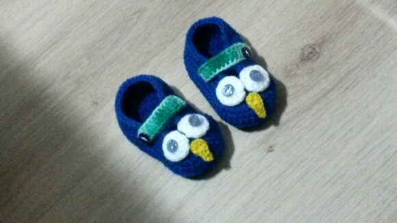 Sapatinho de Crochê para bebês mocassim corujinha