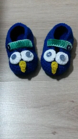 Sapatinho de Crochê para bebês mocassim corujinha
