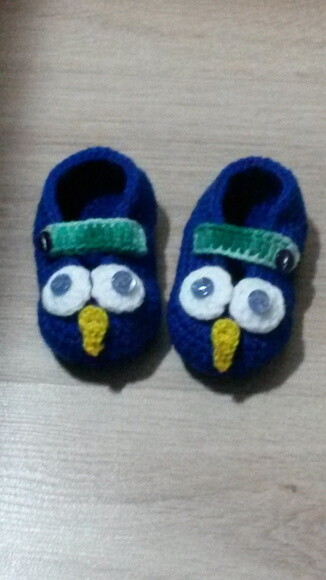 Sapatinho de Crochê para bebês mocassim corujinha