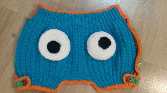 Short tapa fraldas de croche monstro