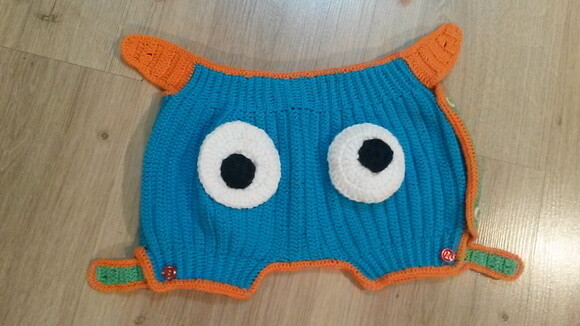 Short tapa fraldas de croche monstro