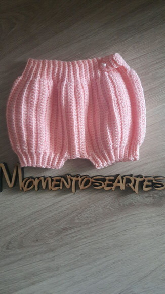 Short tapa fraldas de croche rosa