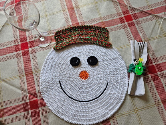 Souplast de Crochê Natalino Boneco de Neve