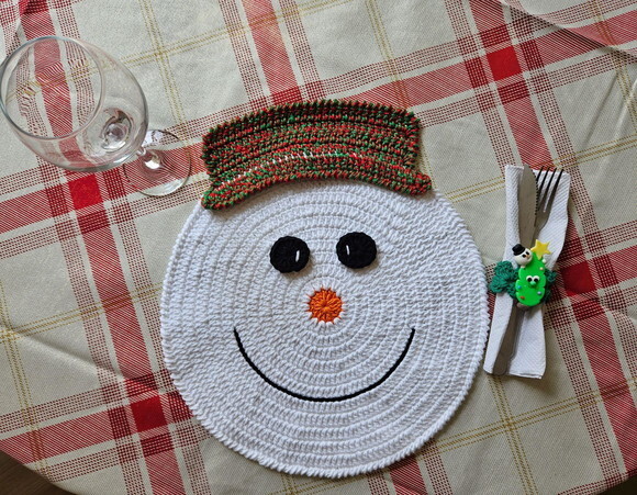 Souplast de Crochê Natalino Boneco de Neve