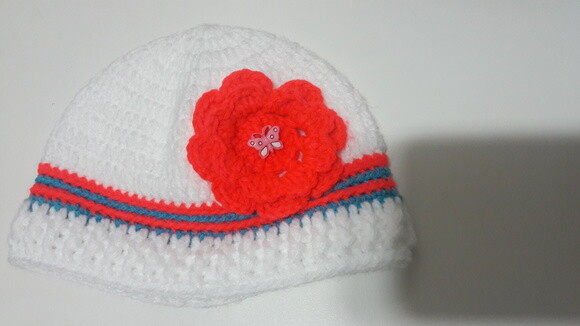 Touca de Croche menina flor