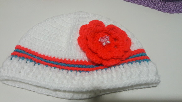 Touca de Croche menina flor