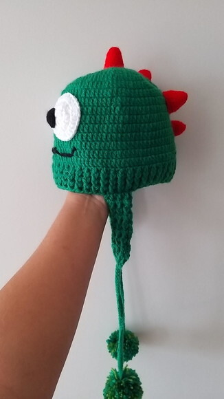 Touca de Croche monstrinho pompom