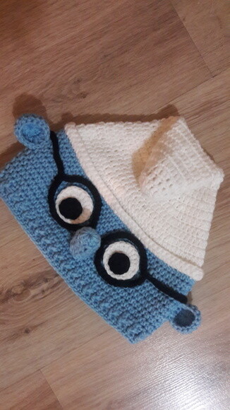 Touca de Croche smurfs genio