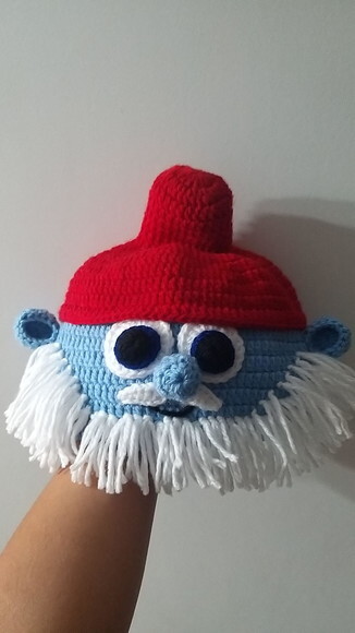 Touca de Croche smurfs papai