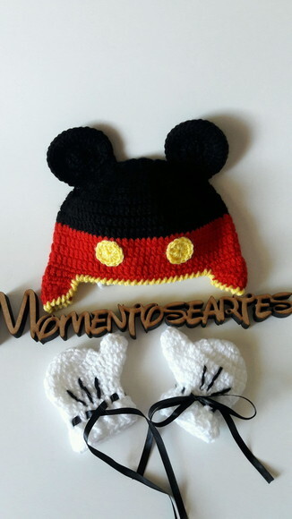 Touca e luvinhas de Croche Mickey