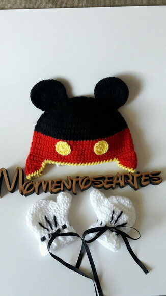 Touca e luvinhas de Croche Mickey