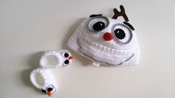 Touca e sapatinho de Croche OLAF