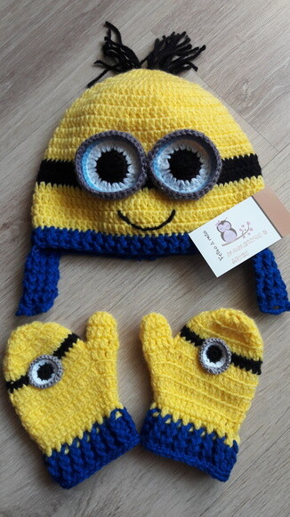 Touca luva de Croche Minions
