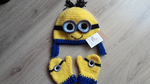Touca luva de Croche Minions