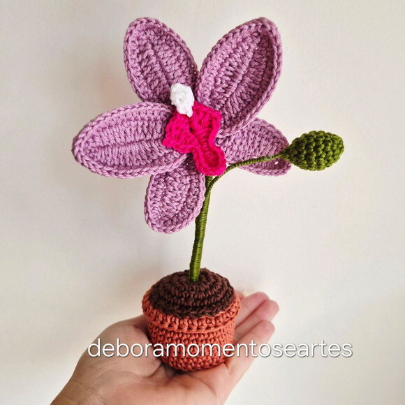 Vasinho de Orquídea de Crochê