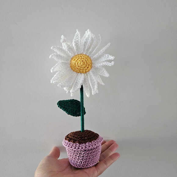 Vaso de Margarida Crochê Amigurumi