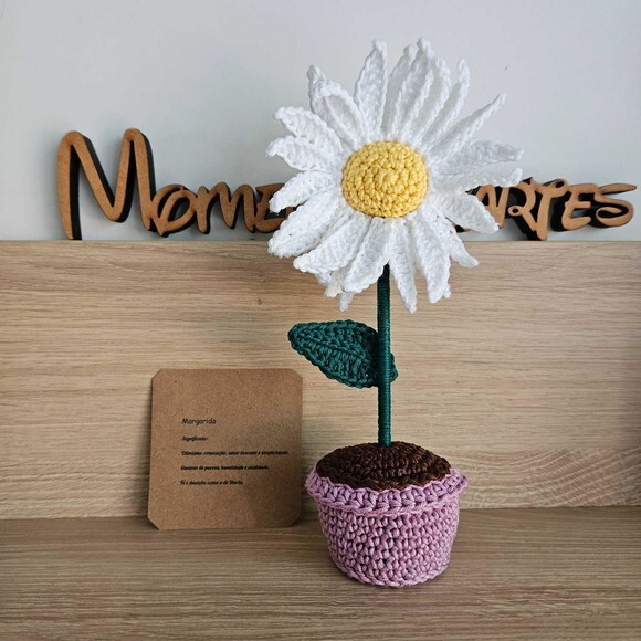 Vaso de Margarida Crochê Amigurumi