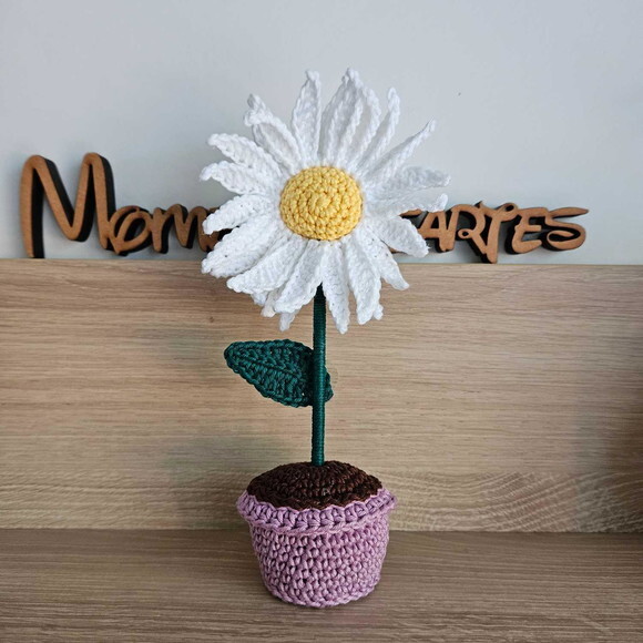 Vaso de Margarida Crochê Amigurumi