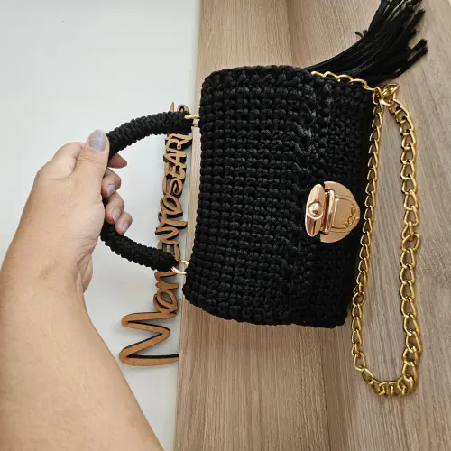 Bolsa de croche com Aba Tictac Mão/transversal