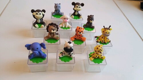 10 Lembrancinhas Animais Safari Caixinha