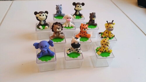 10 Lembrancinhas Animais Safari Caixinha